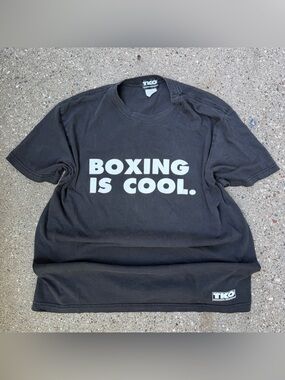 TKO Black Tee with White 'BOXING IS COOL.' Graphic Size L